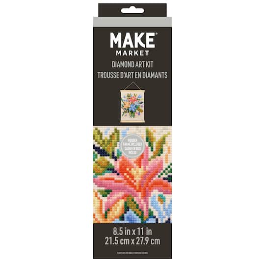 8.5" x 11" Pastel Flowers Diamond Art Kit with Wooden Frame by Make Market®